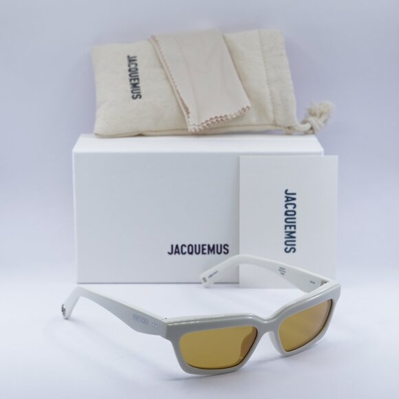 Jacquemus SALON JAC/62 C3 Rectangle Sunglasses - White\\Brown